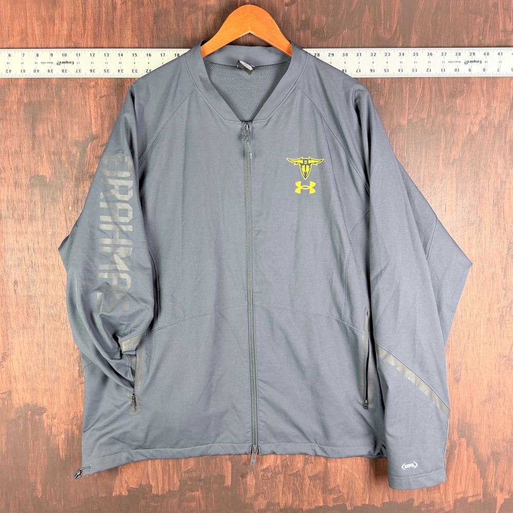 San Antonio Brahmas UFL Under Armour Full Zip Sideline Jacket Mens 3XL Grey XXXL